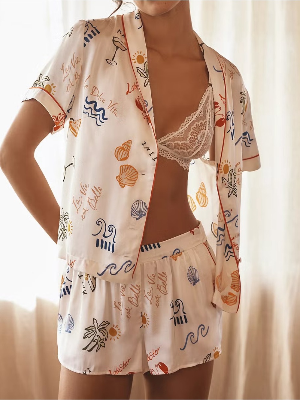 Anthropologie Beach Vacation Short Pajamas Pajama Set XS